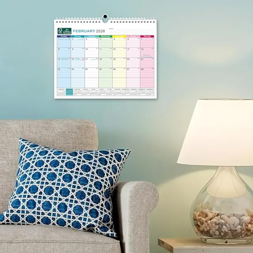boct wall calendar 2025-2026 - includes july 2025 to december 2026-18 monthly daily planner 13 x 96 inches julian dates for new year christmas gifts