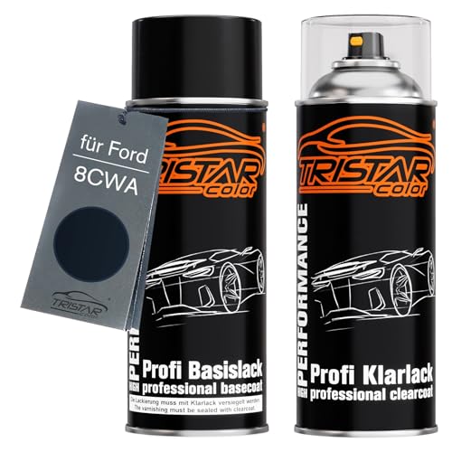 TRISTARcolor Autolack Spraydosen Set für Ford 8CWA Blazer Blue/Bleu Abysse Basislack Klarlack Sprühdose 400ml