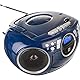 Kassettenradio mit CD • UKW-Radio • Boombox • CD-Player • Stereo Lautsprecher • AUX-Eingang • Netz- / Batteriebetrieb • Tragbar • Blau • Dual P 70