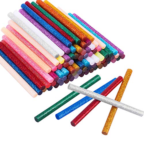 Gwybkq Mini Glitter Hot Glue Sticks 14 Colored for DIY Art Craft 4 inches 80 pcs