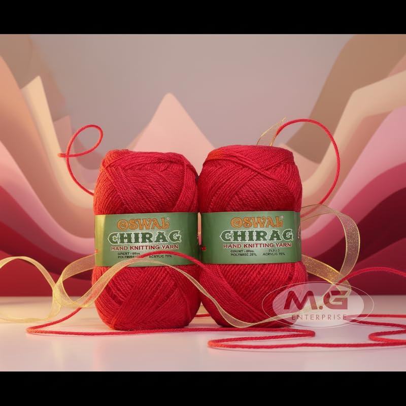 Image of M.G ENTERPRISE Chirag Candy RedSoft Wool Yarn 200 Needle Knitting & Crochet Thread for Art Craft