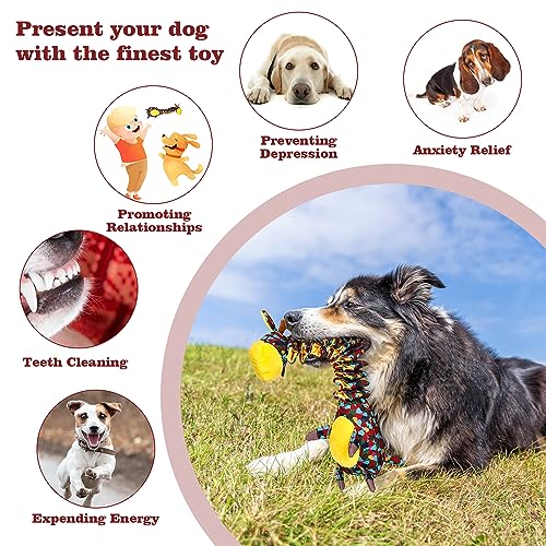 Tough Indestructible Dog Toys for Aggressive Chewers, Durable Dog Chew Toys for Large Breeds With Cotton Material & Crinkle Paper, Aggressive Chew Toys for Dogs