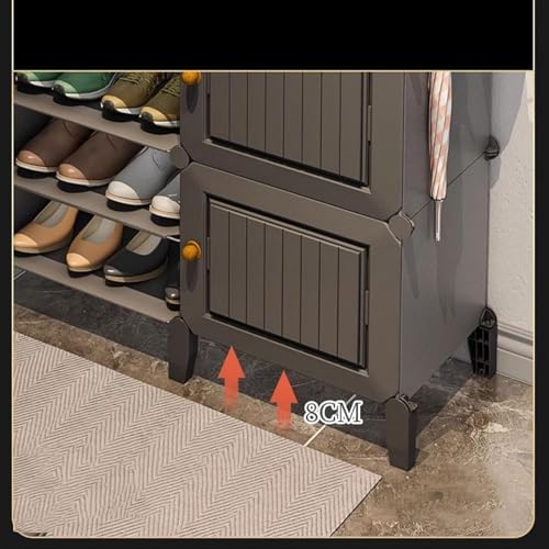 Image of LUVHOMEE Plastic Shoe Rack for Home with Door, 6-Door Shoe Storage Cabinet | 12-Shelfs for 24 Pairs | Waterproof & Portable DIY Shoe Slipper & Chappal Stand for Entryway /Bedroom -HA2
