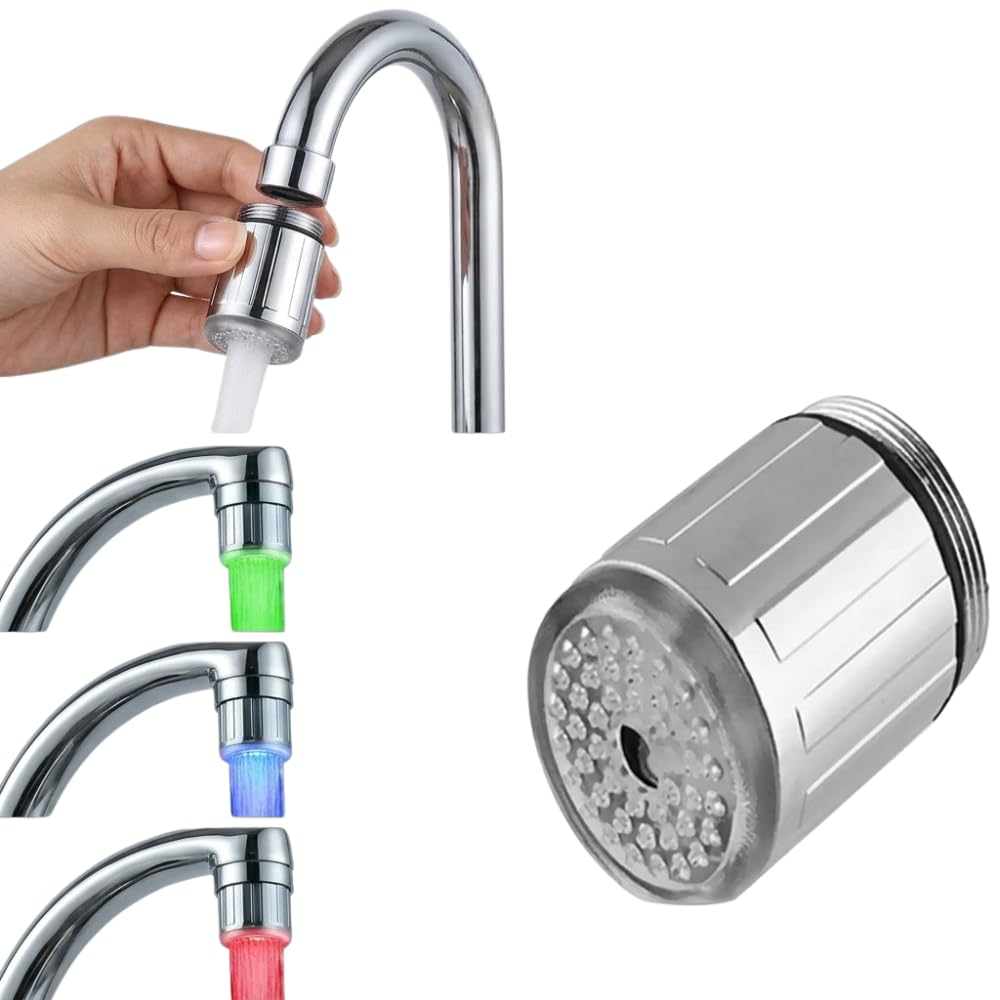 Drumstone (𝐒𝐩𝐞𝐜𝐢𝐚𝐥 𝟏𝟓 𝐘𝐞𝐚𝐫𝐬 𝐖𝐚𝐫𝐫𝐚𝐧𝐭𝐲) LED Temperature Sensing Faucet Light Tap | Water Powered RGB Glow, Color Changing Bathroom & Kitchen Tap Attachment, No Battery Required-image-13