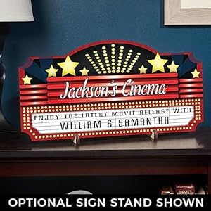 Home theater marquee personalized sign custom product  urban country home decor