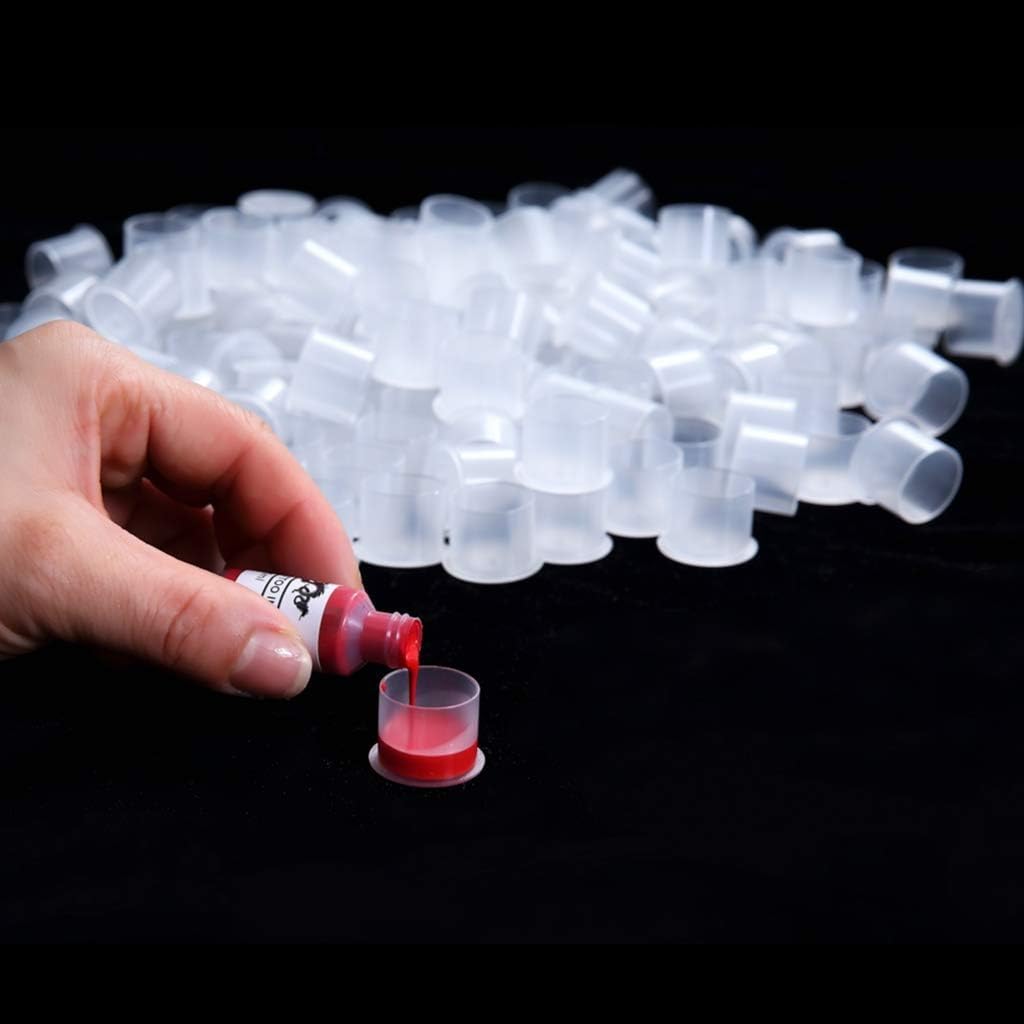 Tattoo Ink Caps with Base,300pcs Tattoo Ink Caps Pigment Caps with Base Sizes 11mm Disposable Tattoo Cups Tattooing Supplies (300pcs Small)
