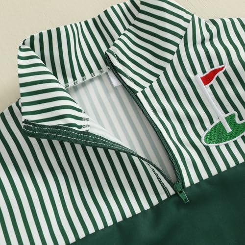 Toddler Baby Boy Fall Clothes Golf Embroidery Jacket Striped Stand Collar Half Zipper Tops Kids Casual Shirt4