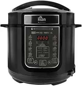 Panela de Pressão Elétrica Kian PPE-102 Capacidade 6 Litros Silenciosa 1000W Painel Digital com 14 Receitas Cuba Antiaderente (110, Volts)