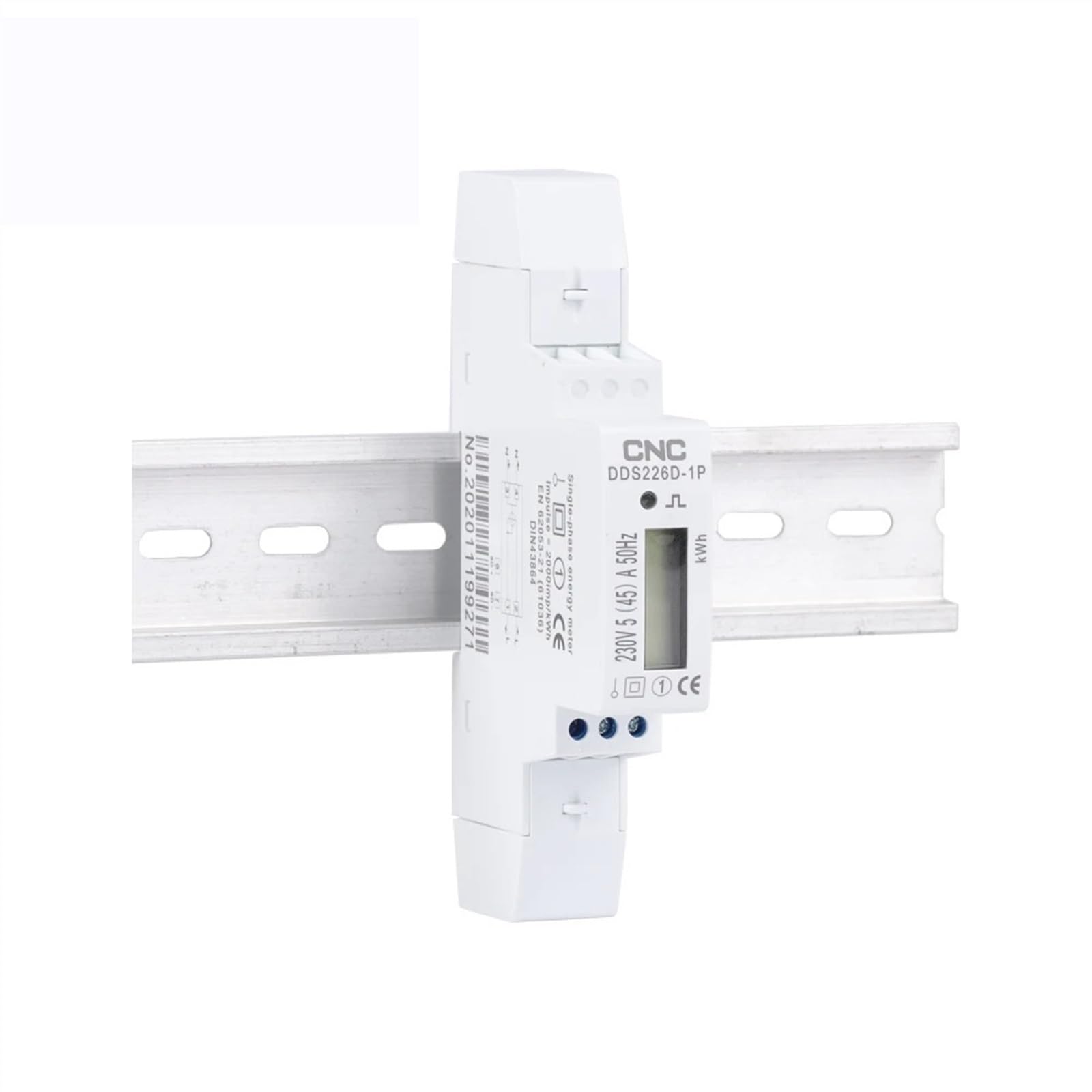DDS226D-1P LCD 35mm Standard DIN Rail Installation 5(45) A 230V 50Hz Single-Phase Din-Rail Energy Meter KWH