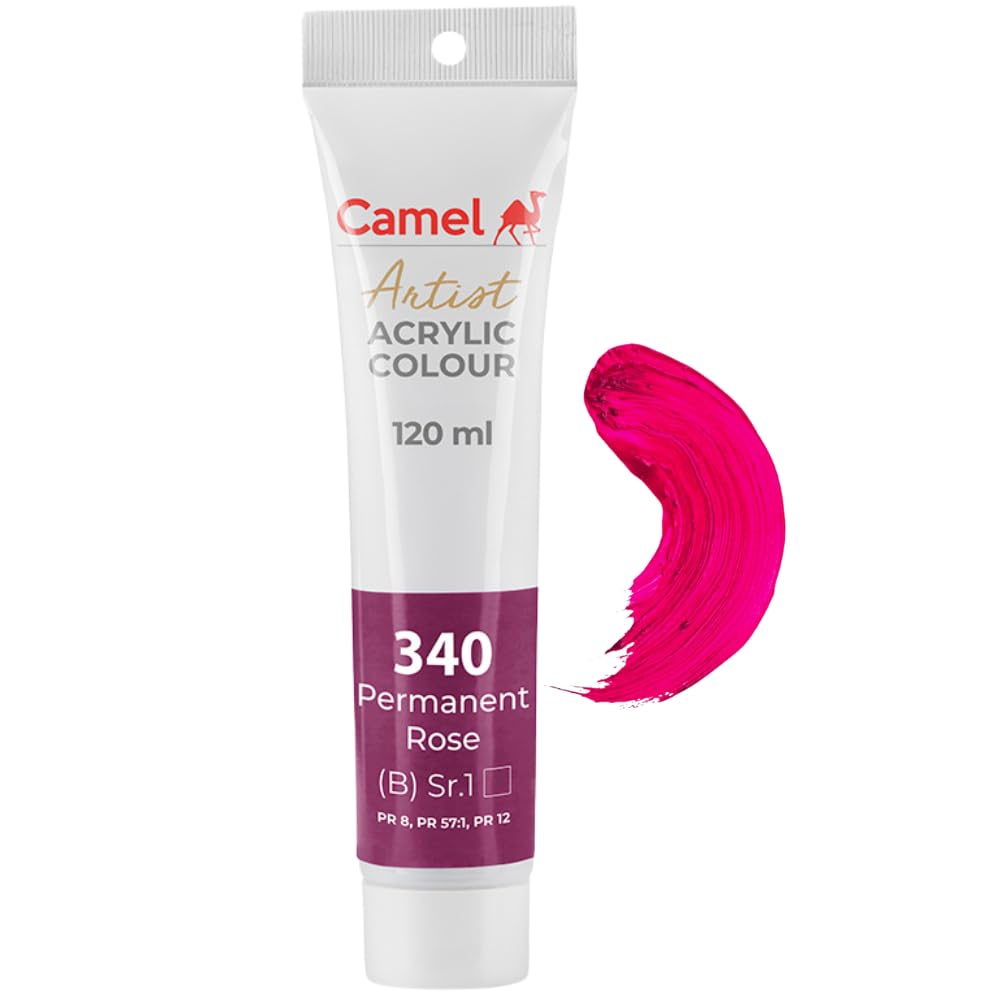 Camlin Kokuyo Artist Acrylic Colour 120 ml Series 1 Permanent Rose-picture-18
