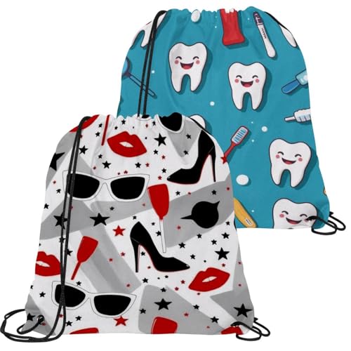 Sac à cordon étanche lot de 2 pochon pliable multicolore pour le sport et les voyages