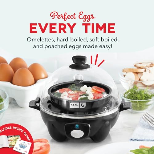DASH Electric Rapid Egg Cooker for Hard Boiled/Poached/Scrambled Eggs or Omelets with Auto Shut-Off Feature, Black, 7 Egg Capacity image 4