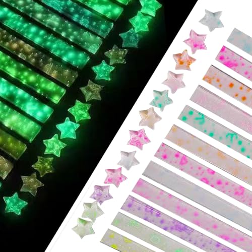 Aikeis 12 modelli, per un totale di 210 origami stellari luminosi con dodici costellazioni, origami stellati, strisce decorative colorate di carta, stelle portafortuna