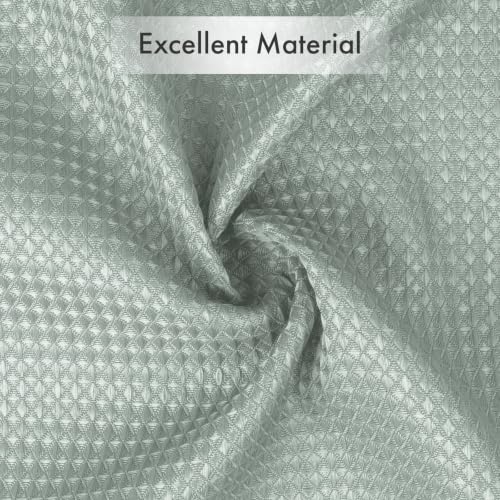 Image of AmazerBath Grayish Green Shower Curtain Waffle Textured, Fabric Shower Curtain Dusty Green Thick Heavy Duty 240GSM Hotel Quality Bathroom Shower Curtains, Premium Polyester, 72 x 72 Inches