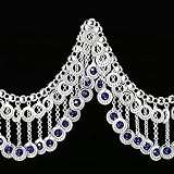 YoungJewl 1 Yard Handmade Metal Bread Chain Flat Round Hollow Disc Pendants with Tassel Crystal Bead