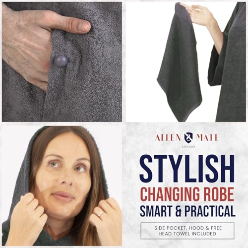 ALLEN & MATE 100% COTTON Unisex Hooded Surf Poncho – 380 GSM, Safety Certified, Oversized Quick-Dry Robe for Men & Women4