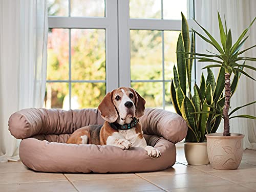 Juelle Hundebett - Großhundesofa, Abnehmbarer Bezug maschinenwaschbar, flauschiges Bett, Hundesessel Santi S-XXL (Größe: XL - 120x85 cm, Dark Asche)