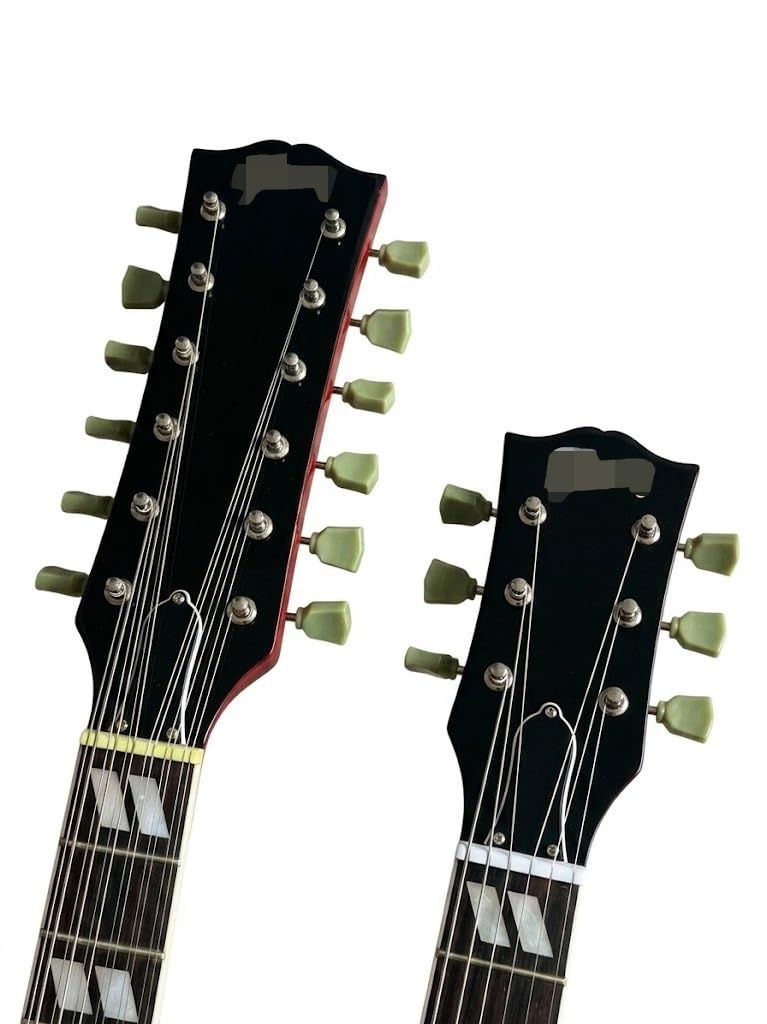 Chitarra elettrica a doppio manico con corpo solido, rossa a 6 e 12 corde humbucker, dimensioni standard for palcoscenici rock classici (Guitarra Eléctrica)
