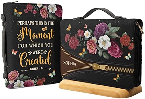 GodlyBible Personalized Leather Bible Cover, Christian Gifts for Women, Men, Religious Gifts Motivational Faith Perhaps This is The Moment for Which You were Created Esther 4 14 NNRZ0404003A