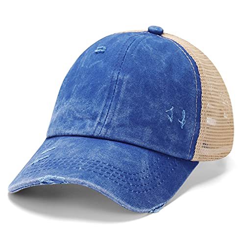 Casquette de baseball délavée queue de cheval chapeau été réglable femme