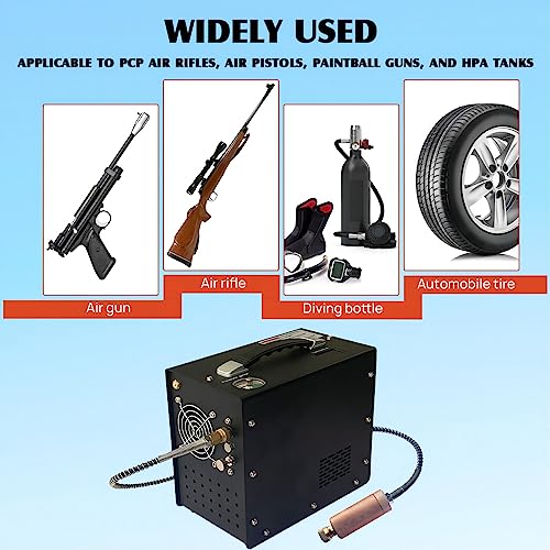 Image of PCP Air Compressor 4500Psi /30Mpa Water /Oil Free Air Pump Rifle /Pistol Paintball Cans Powered 12V DC /110V AC For Home Use With Power Converter And Oil-moisture Filter Easy Carry