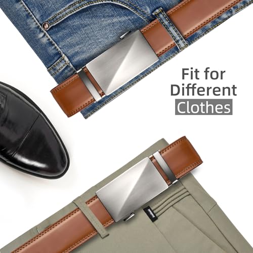 Men's Ratchet Belt, 1 3/8'' Leather Dress Belt for Gift Men Dress and Casual, Trim to Fit2