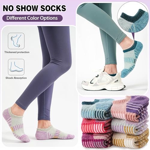 Merino Wool Ankle Athletic Running No Show Socks Cushioned Breathable Sports Warm Thick Socks for Men and Women 6 Pairs4