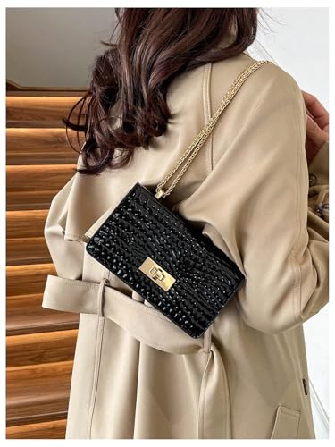 Verdusa Women's Crocodile Pattern Y2K Shoulder Bag PU Leather Mini Handbag Purse with Buckle3