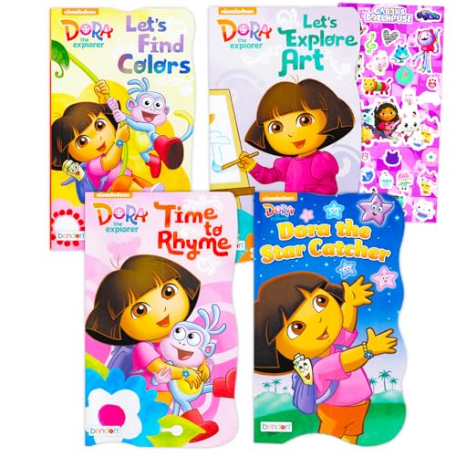 Nickelodeon Dora the Explorer Board Books for Kids Toddlers ~ Bundle with 4 Dora Board Books Plus Stickers (Dora Board Books)