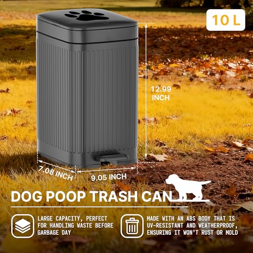 Image of Dog Poop Trash Can Outside 2.7Gal Dog Waste Trash Can with Lid Odor Control