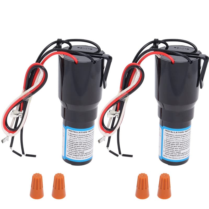 Podoy RCO810 3 in 1 Hard Start Kit Compatible with Supco Relay Capacitor Overload 1/12-1/5 HP, 110-125V Compressor Hard Start Capacitor Kit for Refrigerator Freezers (2 Pcs)