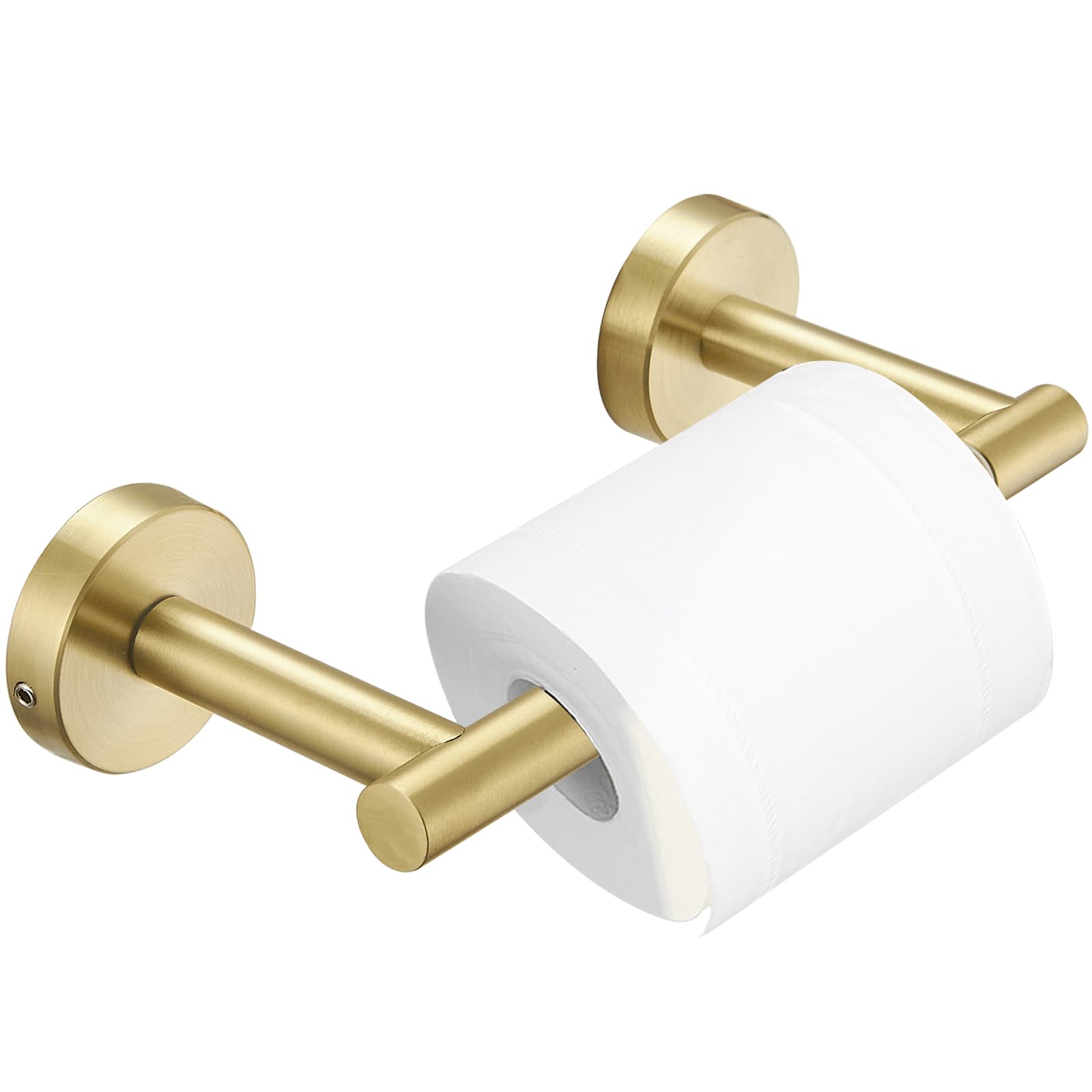 Homevacious Brushed Gold Toilet Paper Holder,Modern Bathroom Tissue Roll Holder Wall Mount,SUS 304 Stainless Steel Double Post Pivoting Toilet Paper Roll Holders for Bathroom RV