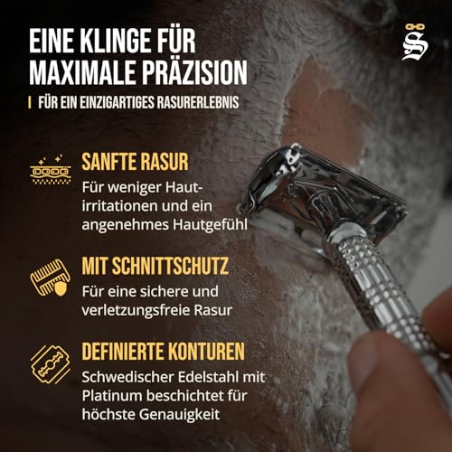 Störtebekker® Premium Rasierhobel Herren Hamburg - Rasierset mit 10 Rasierklingen & Leder-Etui - Nassrasierer Herren inkl. Reise-Etui mit Spiegel - *TESTSIEGER* Stiftung Warentest (12/2024) 5