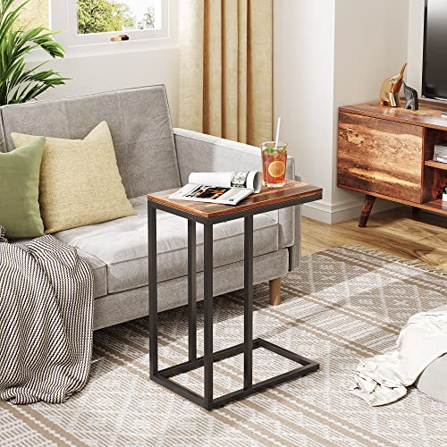 Wlive Side Table, C Shaped End Table For Couch, Sofa And Bed, Large Desktop C Table For Living Room, Bedroom, Retro Brown And Black #TOP1