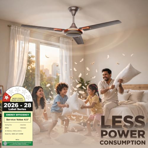 Image of Intex Aero Fighter Pro 1200MM Ceiling Fan | 380 RPM High Speed | 215 m /min Air Delivery | 14 Pole Motor | Double Ball Bearing | Inverter Compatible | Low Noise | Energy Efficient | Smoke Brown