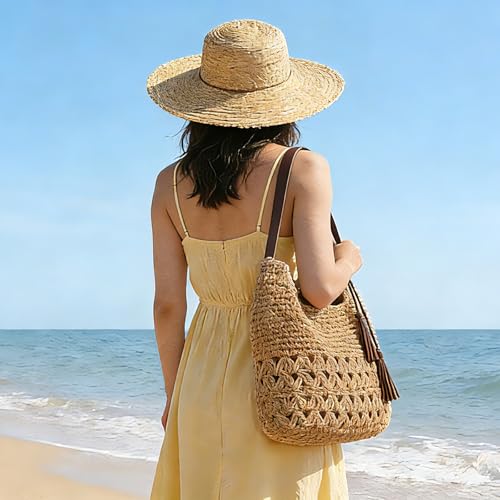 KUANG! Bolsa de mano de paja tejida para mujer miniatura 2