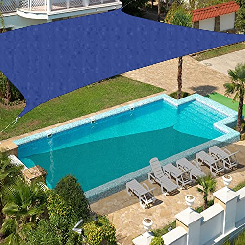 Rechteckiges Sonnensegel, 4 m x 7 m, Grau, wasserdicht, mit 90 % UV-Block, perfekt für Terrasse, Garten, Rasen, Pergola, Terrassendielen – Königsblau