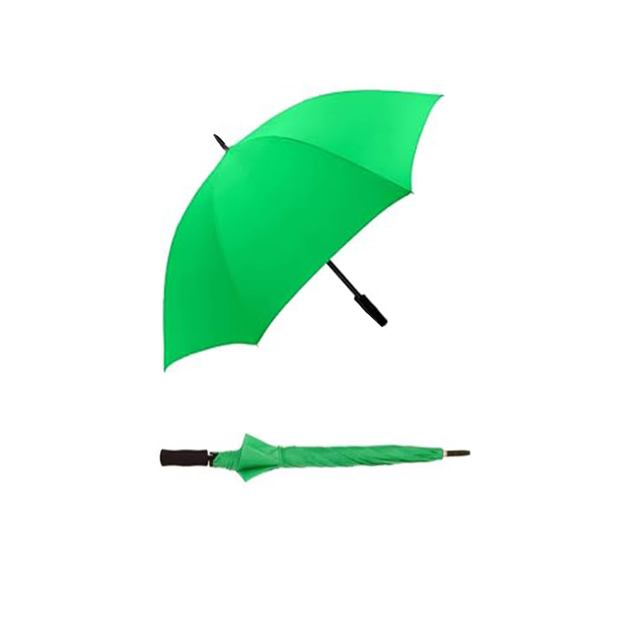 ADEPTNA Large 49” Golf Umbrella – Double Ribbed Windproof & Waterproof Canopy – UV Sun Protection, Strong Lightweight Frame, Classic Wooden Handle – Oversized Rain & Wind Protection (GREEN)
