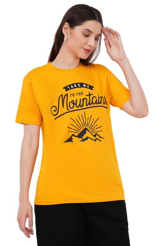 Women’s Take Me to The Mountains Pure Cotton T-Shirt Yellow-image-42