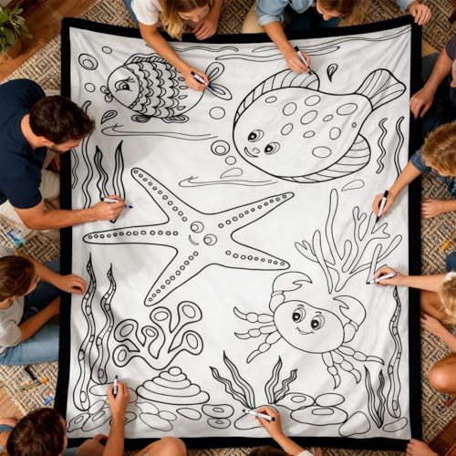 Couverture à colorier créative 150x127cm en polyester lavable et réutilisable pour ados