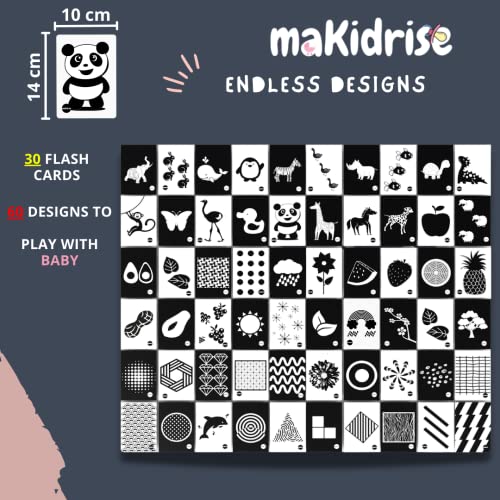 Newborn Essentials - Black and White Sensory Toys High Contrast Baby Sensory Cards Promotes Babies Visual Skills – Perfect Baby Essentials for Newborn & Sensory Toys for Babies 0-6 months by maKidrise - Image 4