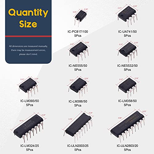 image for Hilitchi 10Values Integrated Circuit Chip Assortment Kit opamp, Single