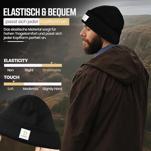 DANAEST Kuschelige Strickmütze – Fold-up Cuff, urbaner Look, warm & bequem – Oliv Meliert