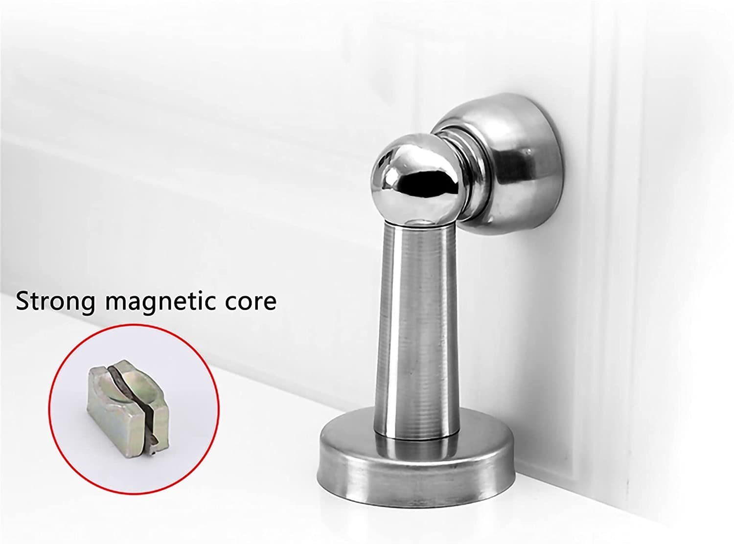 Przystanki drzwi, stoper drzwi, klin klinowy stoper Stopper Stopper ze stali nierdzewnej magnetyczne drzwi szczotkowane satynowe nikiel, magnetyczne przystanki, zamontowany na ścianie podłogowy uchwyt
