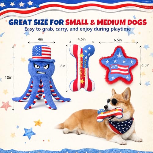 Set de 3 Juguetes de Peluche para Perros Patrióticos miniatura 5