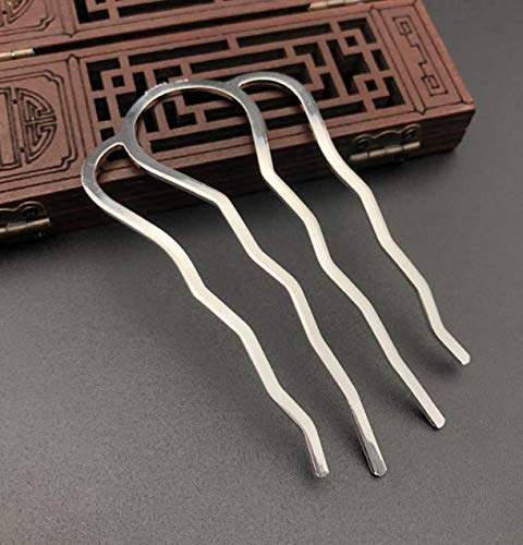 HLLMX 2 peças, 4 dentes, pentes de cabelo, alfinetes, garfos laterais, clipes longos para acessórios