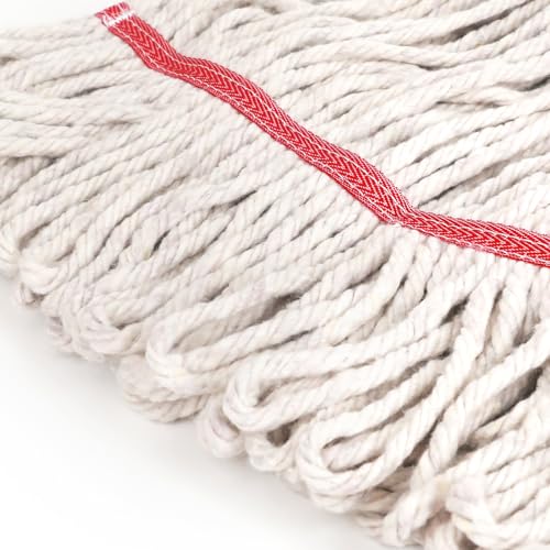 Image of MATTHEW CLEANING Heavy Duty Mop Head Commercial Replacement for General and Floor Cleaning, Wet Industrial Blue Cotton Looped End String Head Refill (Pack of 6) White