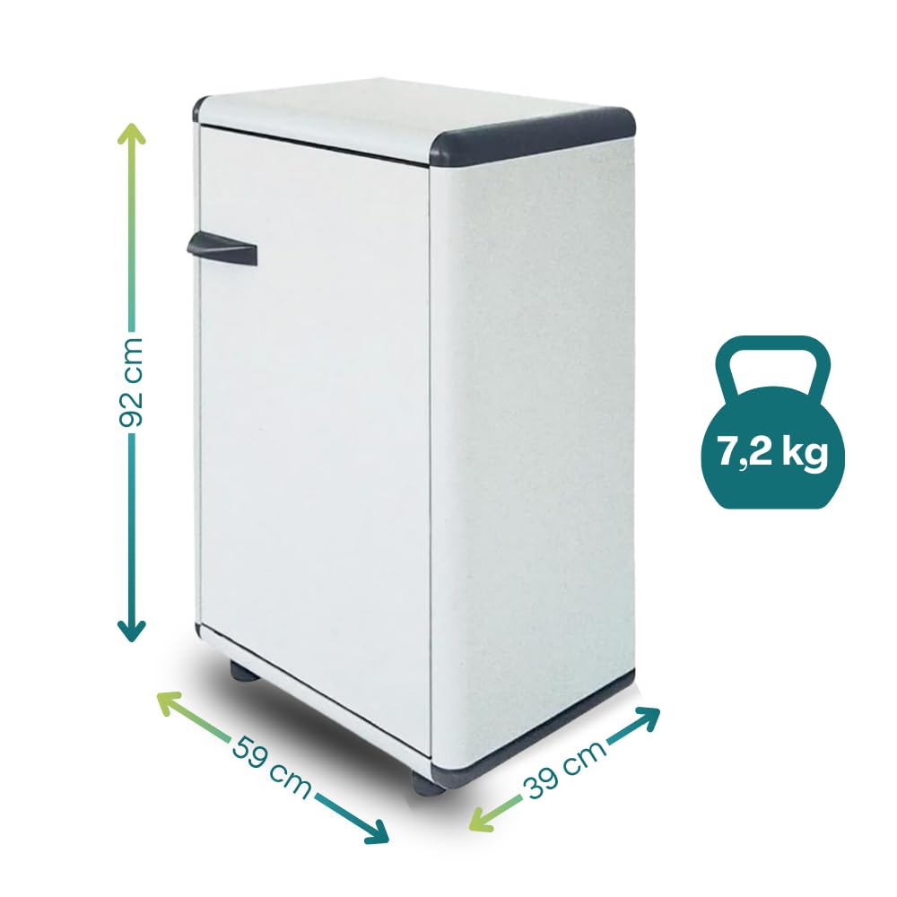 PALUPLUS Porta Bombole Gas a 1 Anta in PVC di Colore Grigio, Misura 59x39x92 cm, Maniglia e Piedi Antiscivolo, Mobile da Esterno, Made in Italy -176C