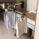 Adjustable Pull Down Closet Rod, Heavy Duty Hanger for Hanging Clothes Wardrobe Rail Lift Organizer