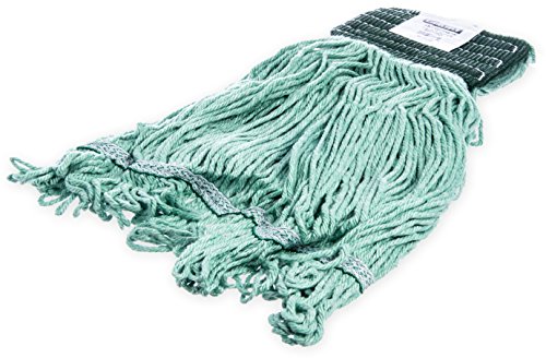 Image of SPARTA Flo-Pac Cotton Mop Head, Loop-Ended, Wide Band with Green Band for Organized Cleaning, Medium, Green